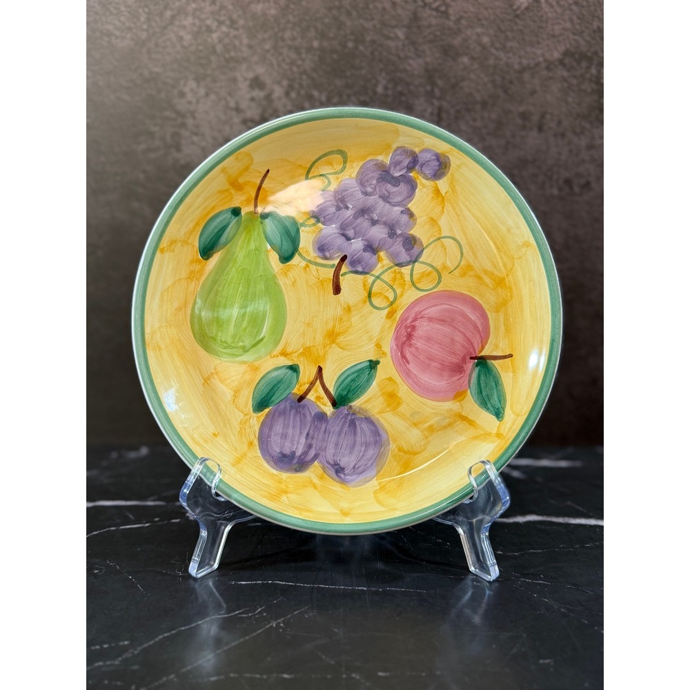 Caleca Frutta Italy Hand Painted 8.25in Salad Plate Grapes Apples Pears